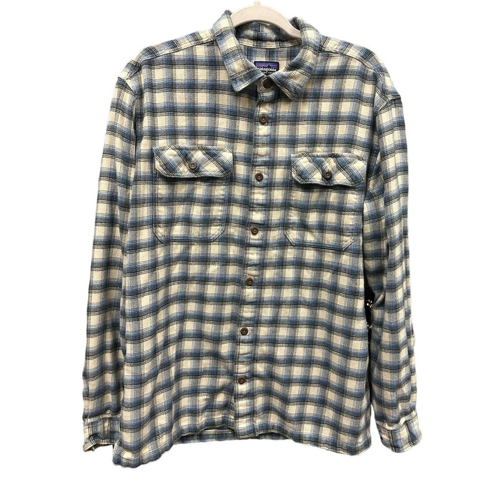 Patagonia Flannel Shirt Mens Large Plaid Organic Cotton Button Down